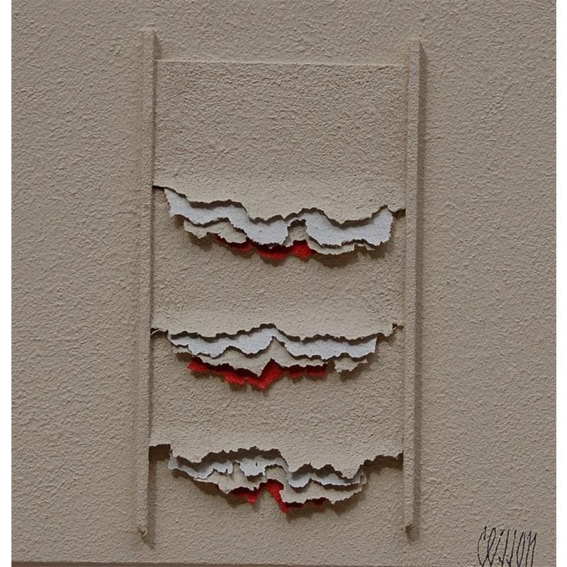 Peinture White ladder par Clisson Gérard | Tableau Abstrait Minimaliste