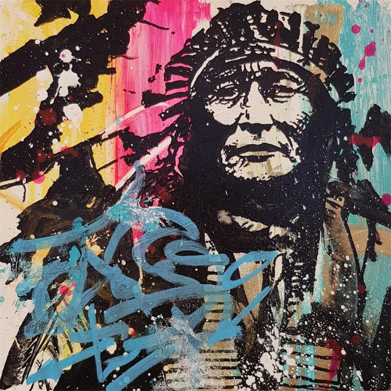 Gemälde The Indian von Mestres Sergi | Gemälde Pop-Art Pop-Ikonen Graffiti