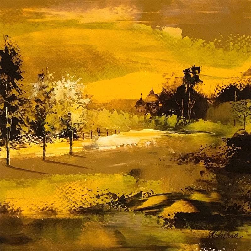 Gemälde Douce campagne von Dalban Rose | Gemälde Art brut Landschaften Öl