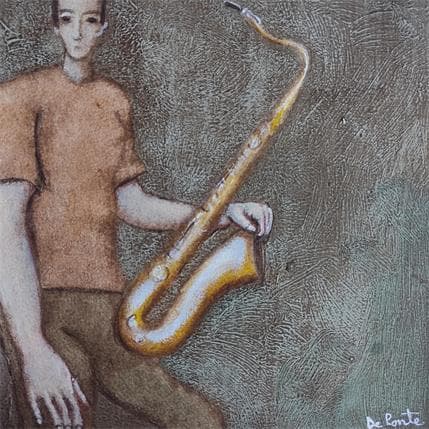 Painting Saxo by De Ponte Sandro | Painting Figurative Acrylic Life style
