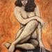 Peinture Chica desnuda nos mira par De Ponte Sandro | Tableau Figuratif Nu Acrylique