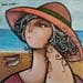 Peinture Woman on the beach par Maria Grino | Tableau Figuratif Mixte Portraits