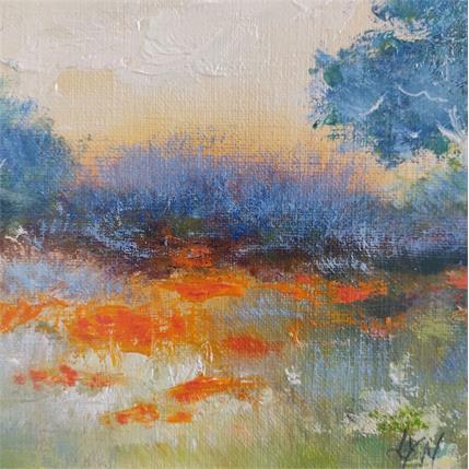 Peinture Prairie au matin par Lyn | Tableau Figuratif Huile Paysages