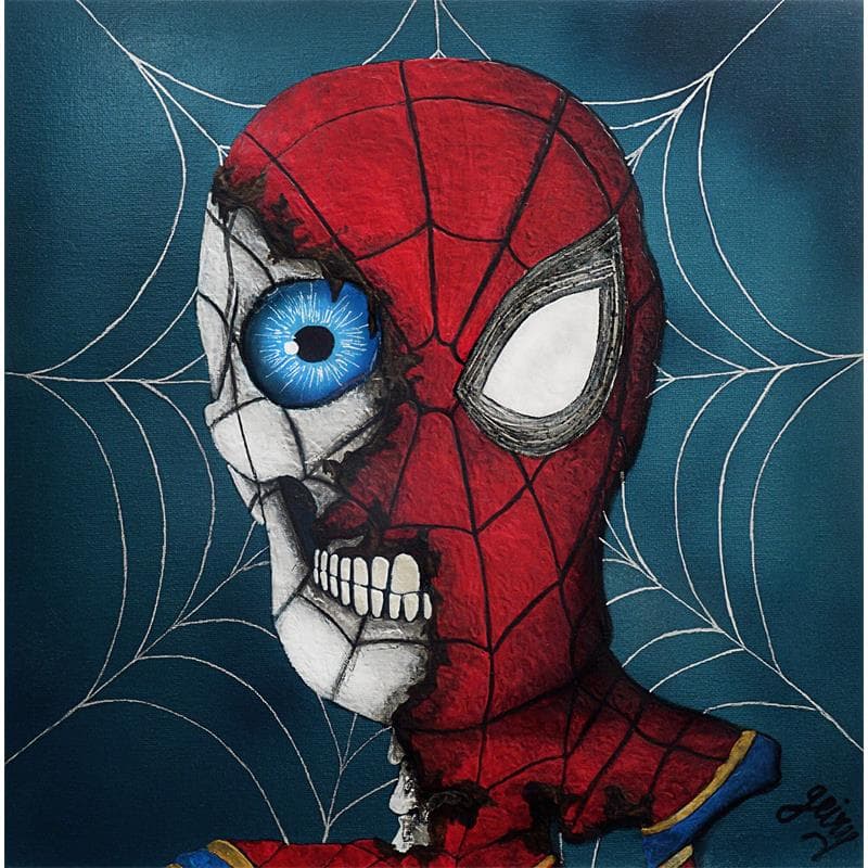 Painting Spiderman by Geiry | Painting Figurative Pop icons, Portrait