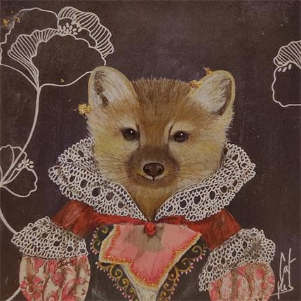 Peinture Lady fouine par Rebeyre Catherine | Tableau Illustration Mixte animaux