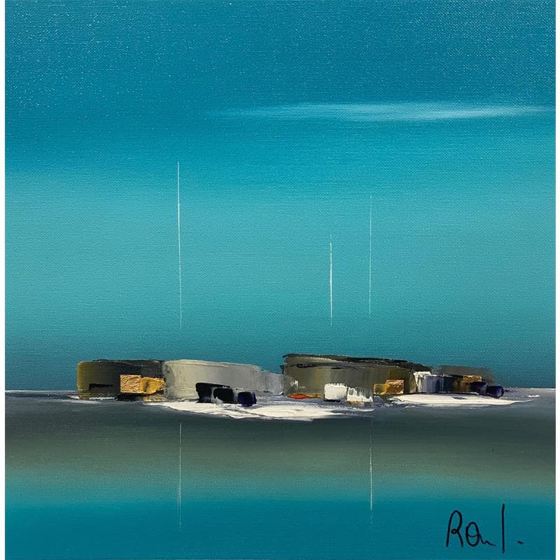 Painting Symphonie azur 22 by Roussel Marie-Ange et Fanny | Painting Figurative Landscapes Marine Oil