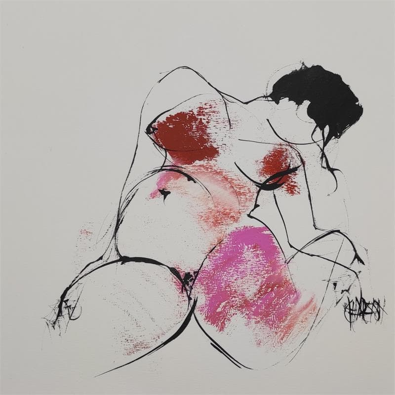 Painting Pink 9 by Chaperon Martine | Painting Figurative Acrylic Nude
