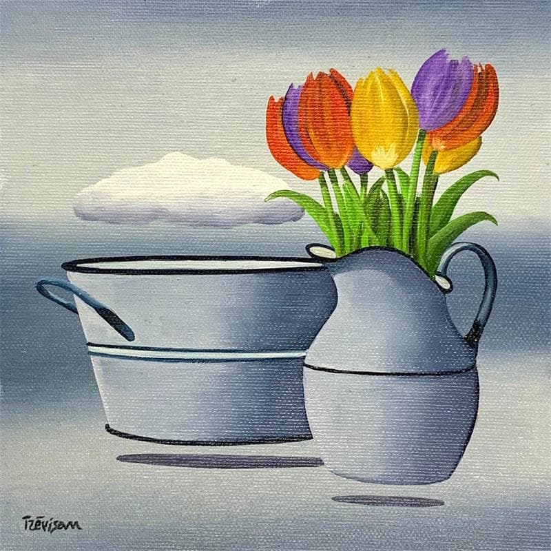 Painting Tulips by Trevisan Carlo | Painting Oil