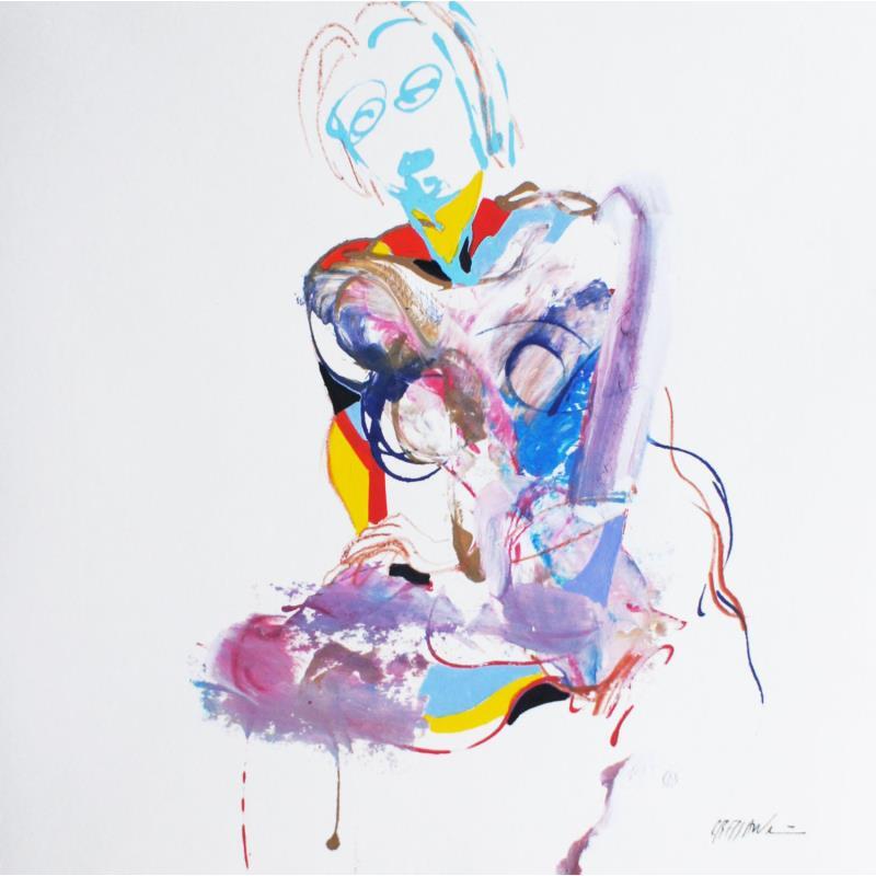 Painting Crépuscule d'été by Cressanne | Painting Raw art Acrylic Nude