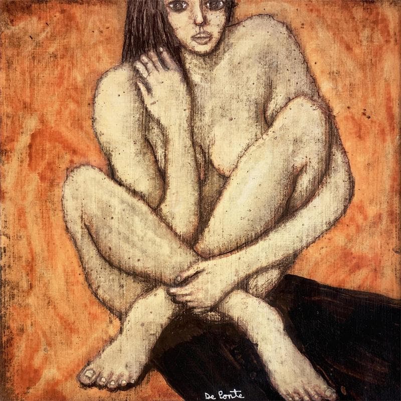 Painting Chica desnuda nos mira 2 by De Ponte Sandro | Painting Figurative Acrylic Nude
