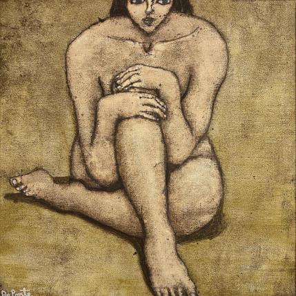 Painting Chica desnuda nos mira 1 by De Ponte Sandro | Painting Figurative Acrylic Nude