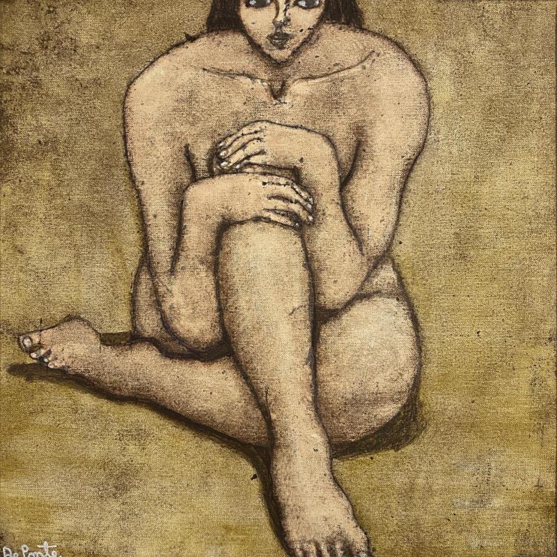 Painting Chica desnuda nos mira 1 by De Ponte Sandro | Painting Figurative Nude Acrylic