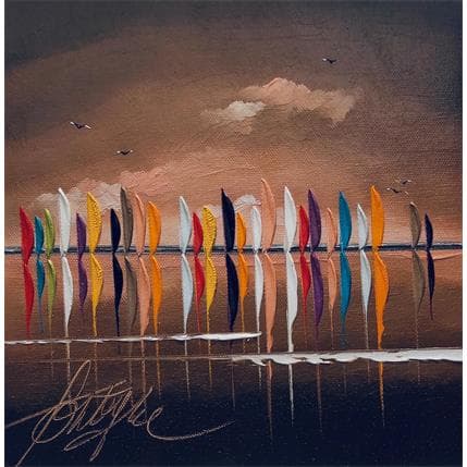 Painting coucher de soleil à cannes by Fonteyne David | Painting Figurative Oil Marine