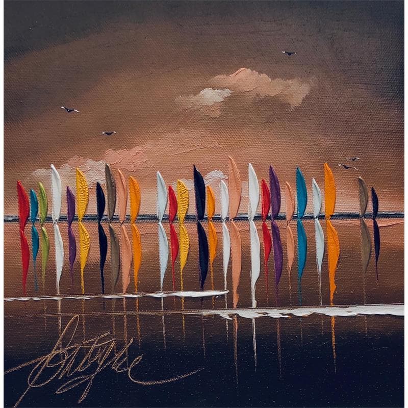 Painting coucher de soleil à cannes by Fonteyne David | Painting Figurative Marine Oil Acrylic