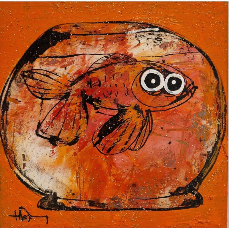 Peinture BUBULLE LE POISSON ROUGE par Maury Hervé | Tableau