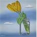 Painting Three yellow tulips by Trevisan Carlo | Painting Surrealism Still-life Oil