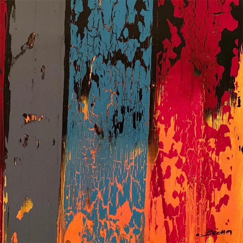 Peinture Bandes colorées n°58 par Becam Carole | Tableau Abstrait Minimaliste Huile