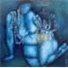 Painting Nu bleu vert by Muze | Painting Figurative Nude Oil