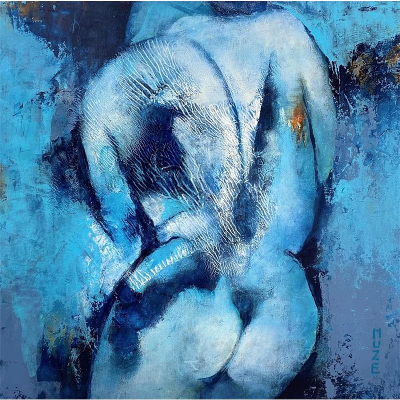 Painting Dans la nuit bleue III by Muze | Painting Figurative Nude Oil