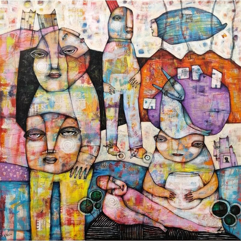 Gemälde Encounters von Casado Dan  | Gemälde Art brut Alltagsszenen