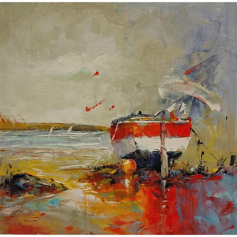 Painting 38 l'attente by Hébert Franck | Painting Figurative Marine Oil