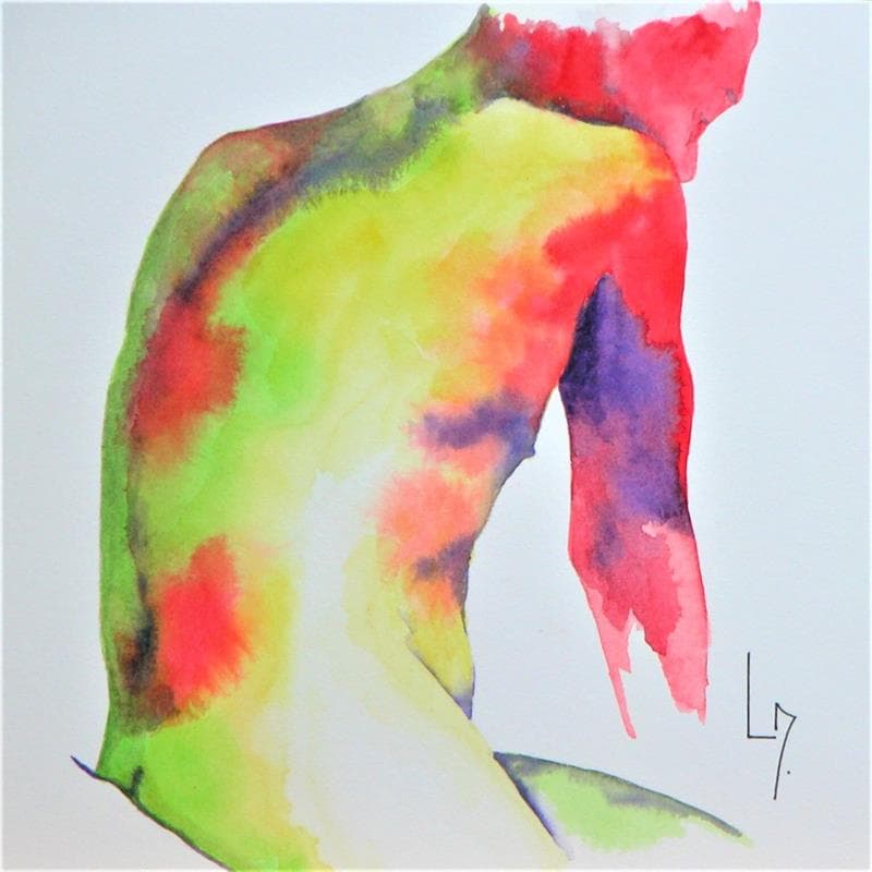 Painting NH 27 by Loussouarn Michèle | Painting Figurative Watercolor Nude