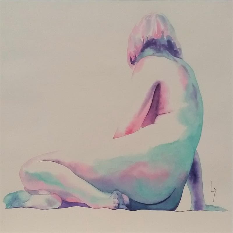 Painting NF 93 by Loussouarn Michèle | Painting Figurative Nude Watercolor
