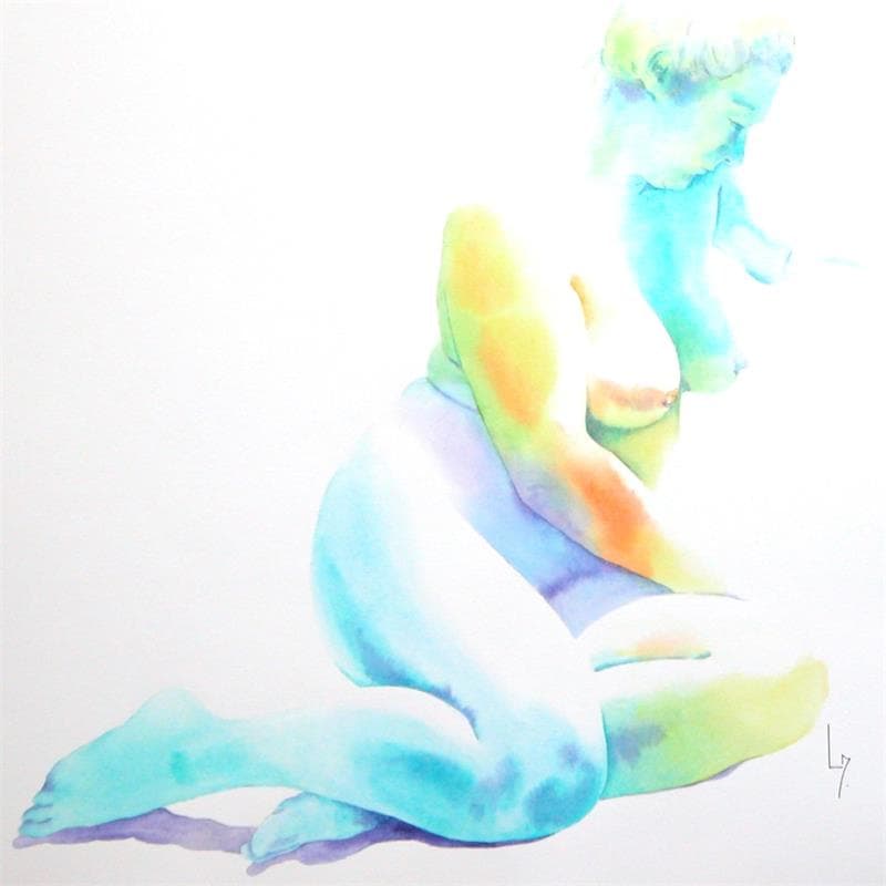 Painting NF 46 by Loussouarn Michèle | Painting Figurative Watercolor Nude
