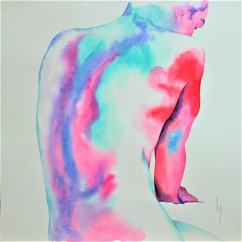 Painting NH 23 by Loussouarn Michèle | Painting Figurative Watercolor Nude