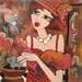 Painting Femme aux fleurs by Fauve | Painting Figurative Acrylic Life style