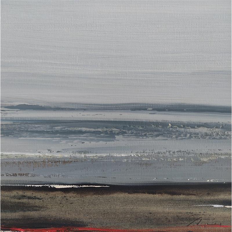 Peinture Silence gris par Guy Viviane  | Tableau Abstrait Huile Minimaliste