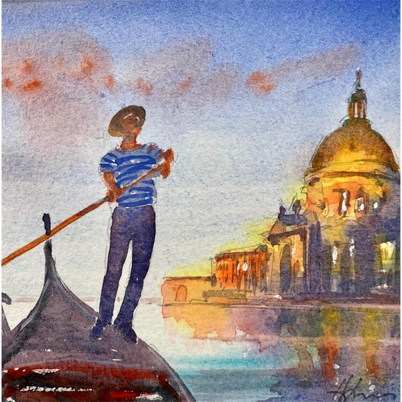 Painting Striped Gondolier by Jones Henry | Painting Watercolor