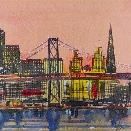 Painting San Francisco Lights by Jones Henry | Painting Figurative Watercolor Urban