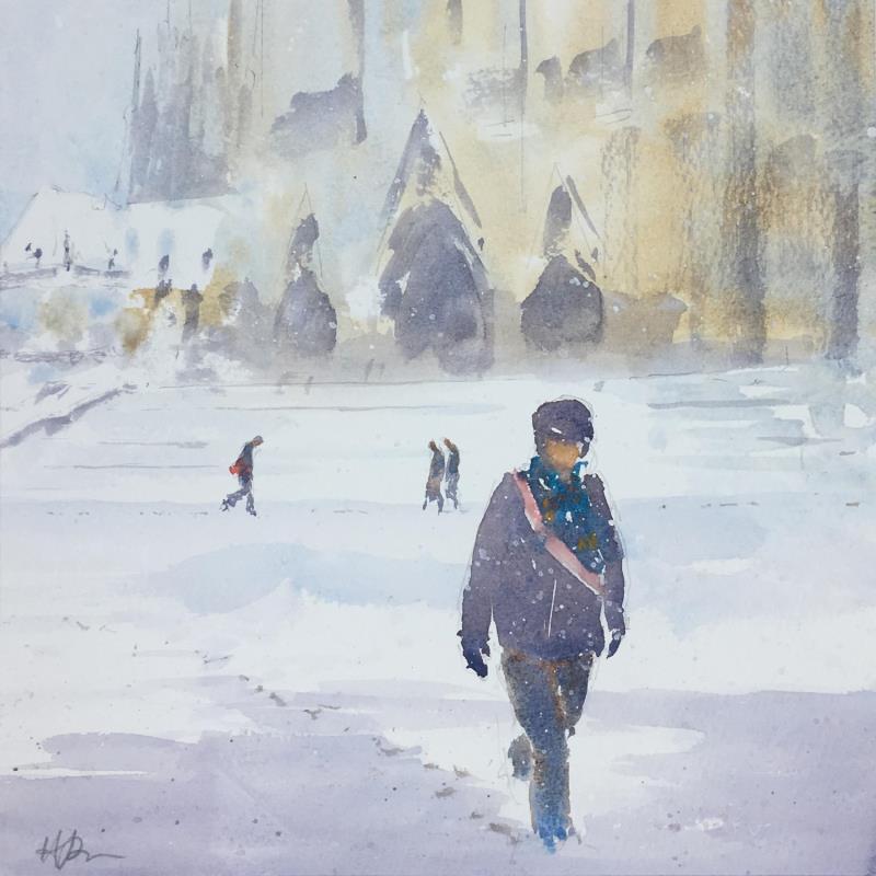Painting Cathedral snow by Jones Henry | Painting  Watercolor