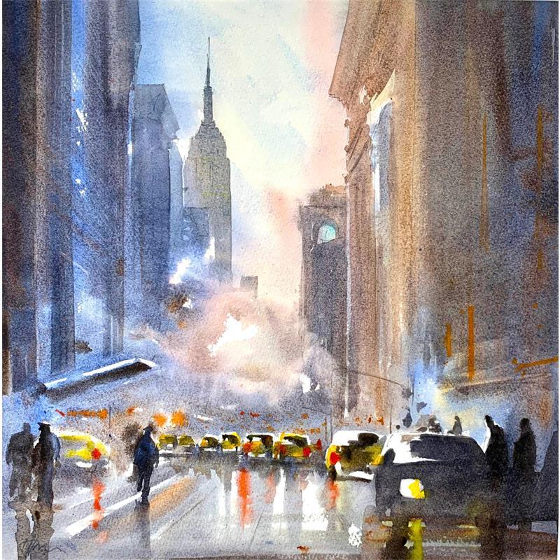 Gemälde Empire State rain von Jones Henry | Gemälde Aquarell