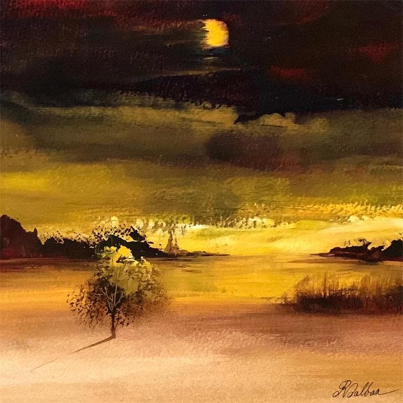Gemälde Fin de journée von Dalban Rose | Gemälde Art brut Landschaften Öl