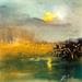 Painting Le soir by Dalban Rose | Painting Raw art Landscapes Oil