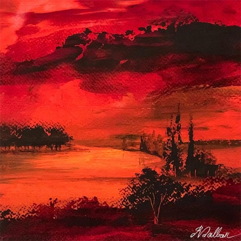 Painting Le fleuve by Dalban Rose | Painting Raw art Landscapes Oil