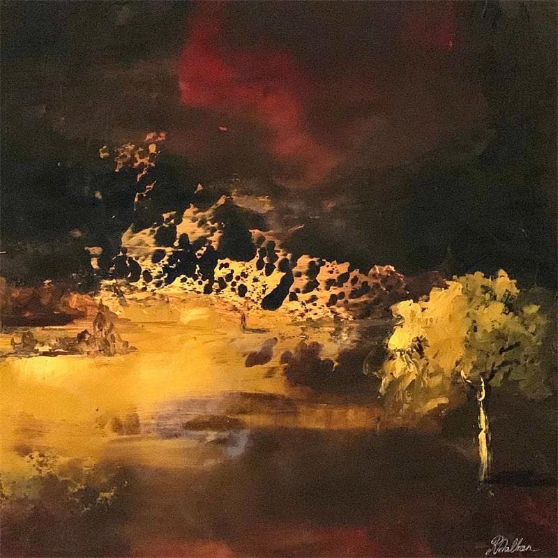 Painting Etrange lumière by Dalban Rose | Painting Raw art Landscapes Oil