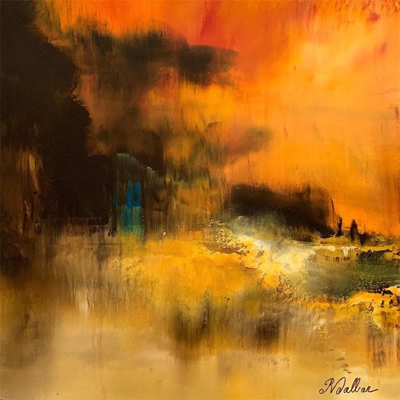 Gemälde Abstrait jaune von Dalban Rose | Gemälde Art brut Landschaften Öl