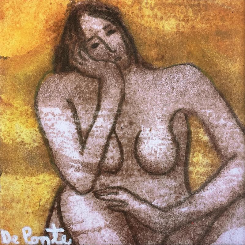 Painting Esperando... by De Ponte Sandro | Painting Figurative Acrylic Nude