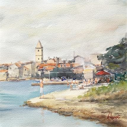 Painting Seaside view by Cirkvencic Tihomir | Painting Figurative Watercolor Landscapes, Marine