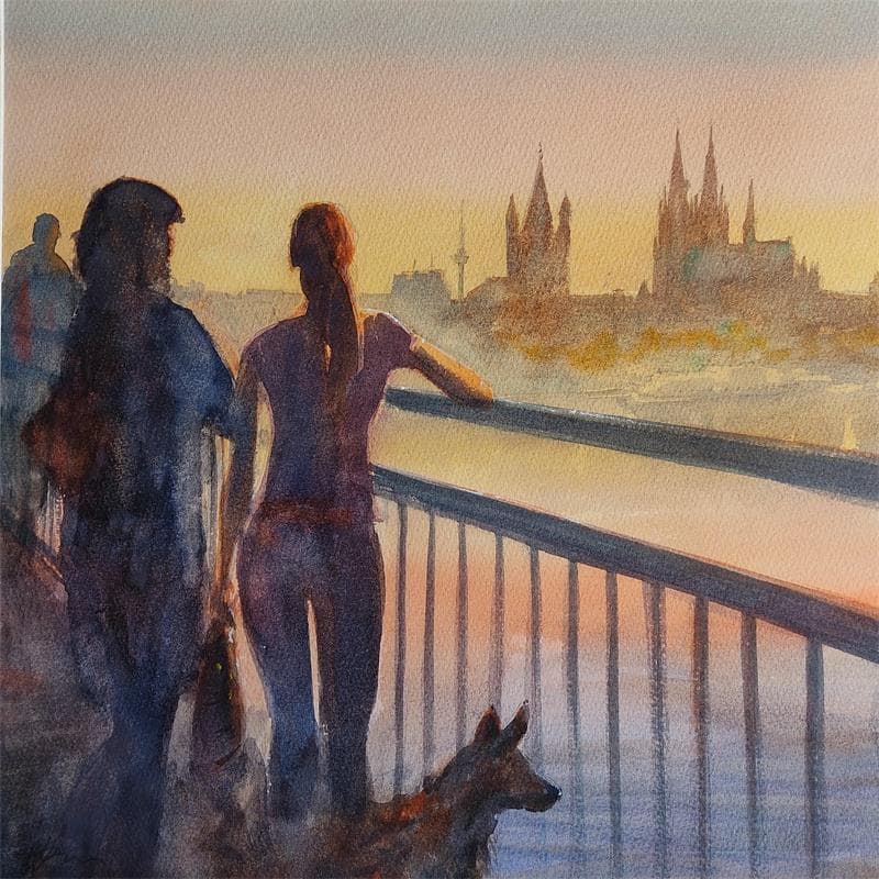 Painting Curious dog by Jones Henry | Painting Figurative Watercolor Life style