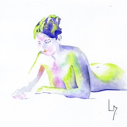 Painting NF 76 by Loussouarn Michèle | Painting Figurative Watercolor Nude