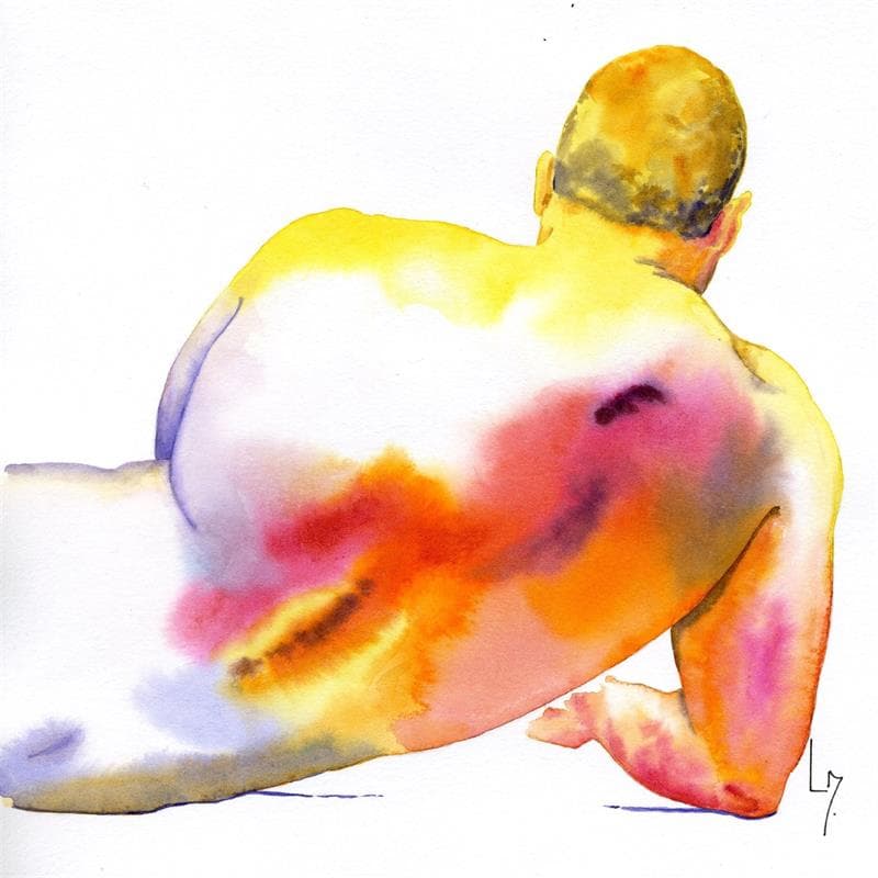 Painting NH 21 by Loussouarn Michèle | Painting Figurative Watercolor Nude