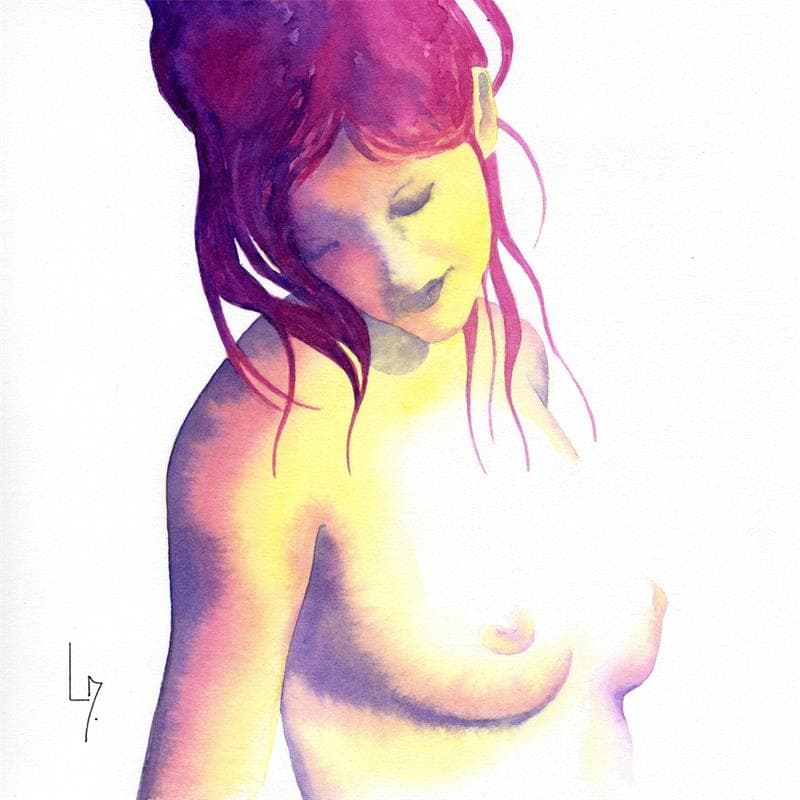 Painting NF 54 by Loussouarn Michèle | Painting Figurative Watercolor Nude