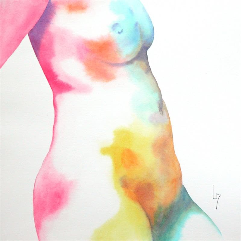 Painting NF 40 by Loussouarn Michèle | Painting Figurative Watercolor Nude
