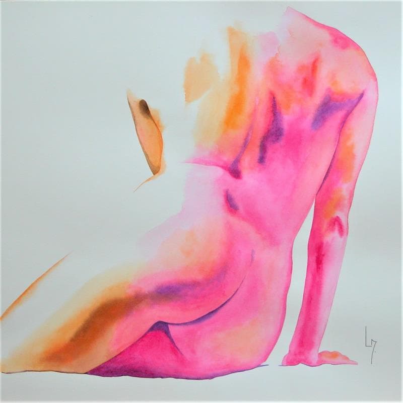Painting NF 87 by Loussouarn Michèle | Painting Figurative Watercolor Nude