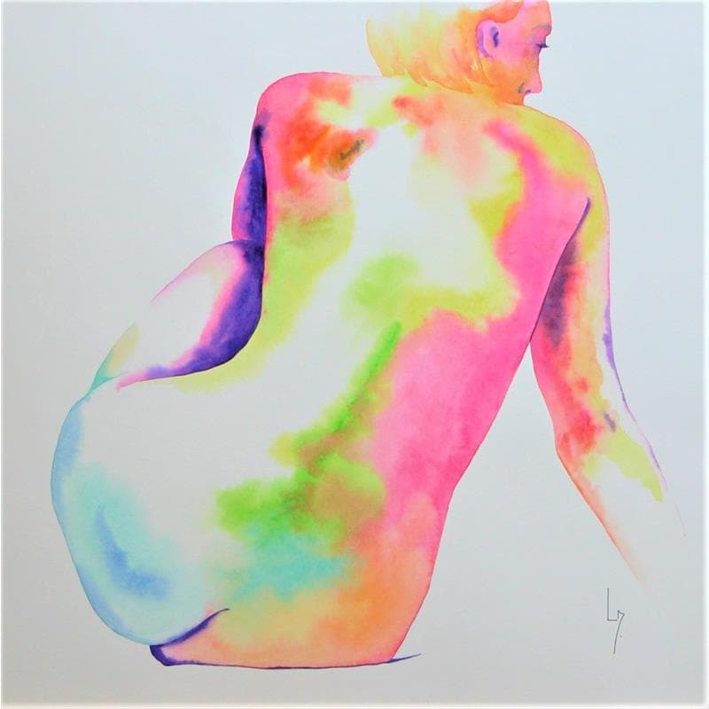 Painting NF 92 by Loussouarn Michèle | Painting Figurative Nude Watercolor