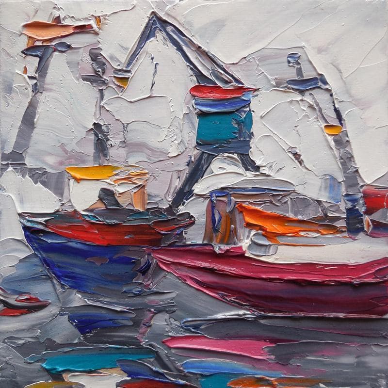 Painting Dockyard by Lunetskaya Elena | Painting Figurative Life style Oil